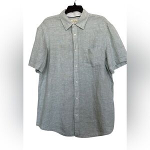 Panama Jack Men's Sz L 100% Linen Short-Sleeve Button-Up Shirt in Light Green